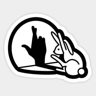 Funny rabbit hand shadow crossed fingers good luck Sticker